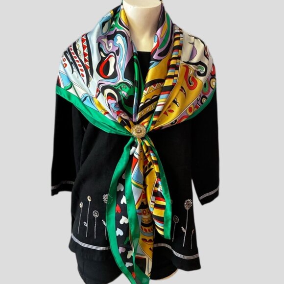 Accessories - Vibrant Abstract Multicolored Large Square Polyester Scarf